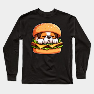 Bulldog is Sleeping inside a Hamburger Long Sleeve T-Shirt